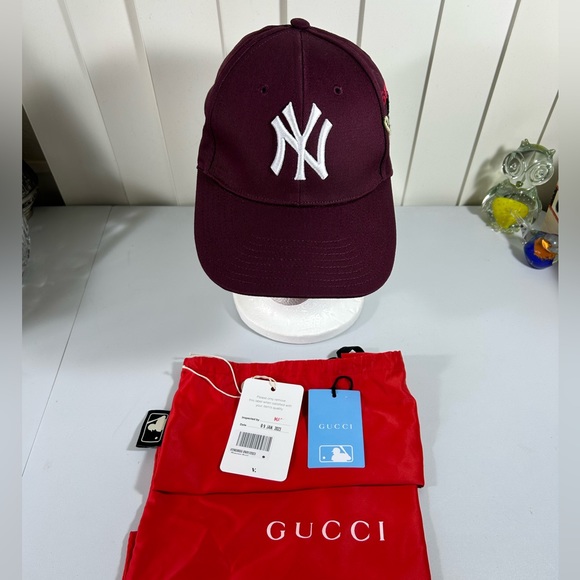 Authentic! Gucci NY Unisex baseball hat Size 57-61 cm Burgundy Color - Picture 1 of 10